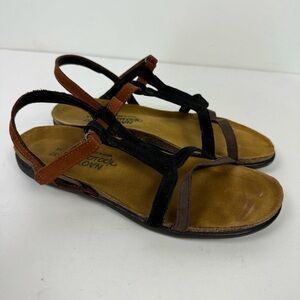 Naot Open Toe Sandals Summer Comfort Shoes Brown Black & Taupe